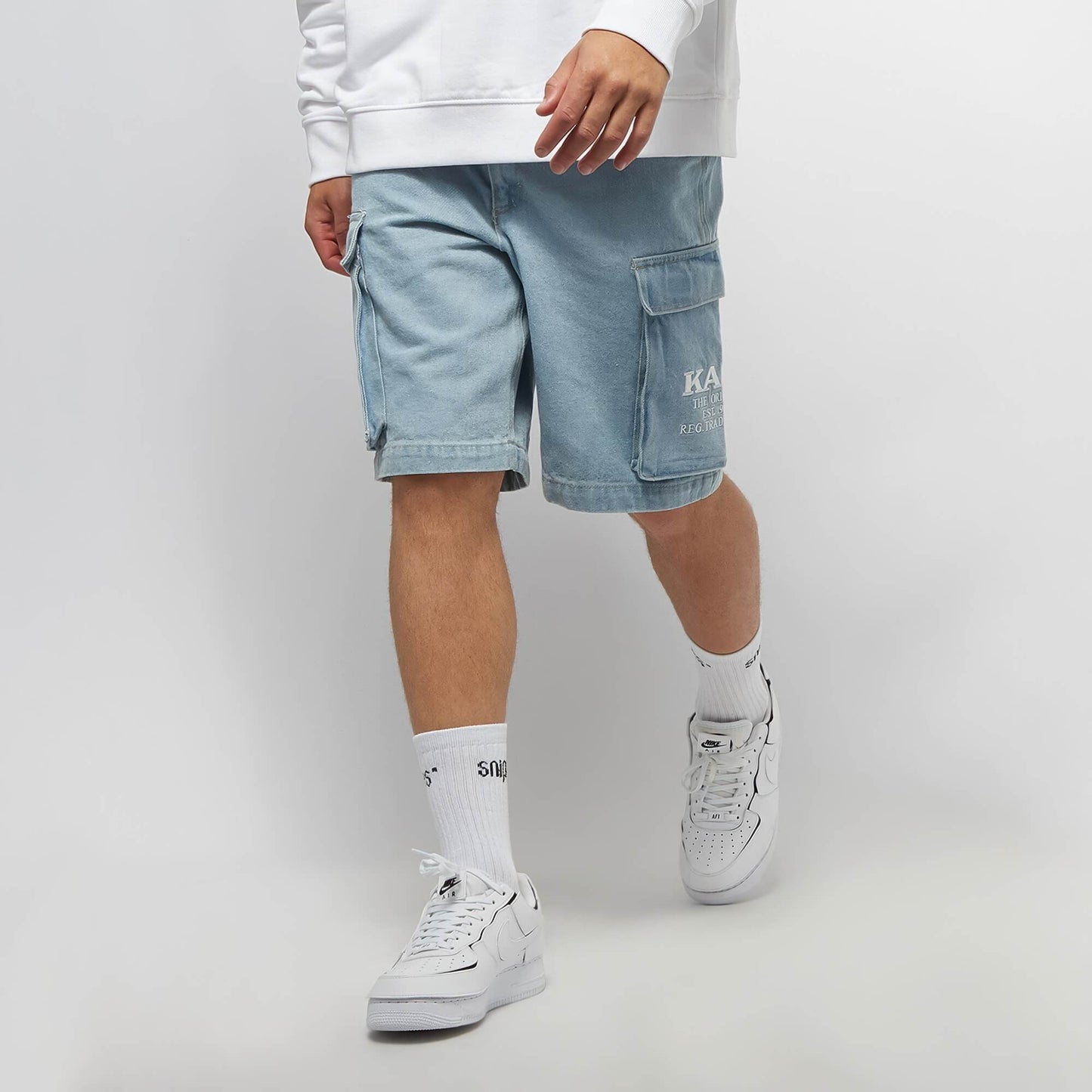Karl Kani KK Retro Cargo Shorts light blue