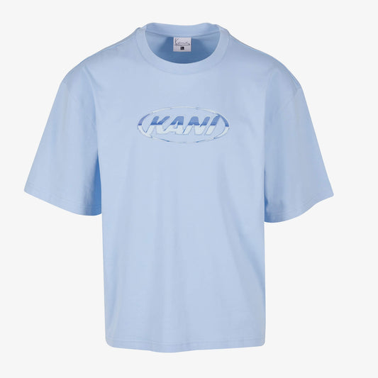 Karl Kani Woven Signature Chrome Logo Crop Tee light blue