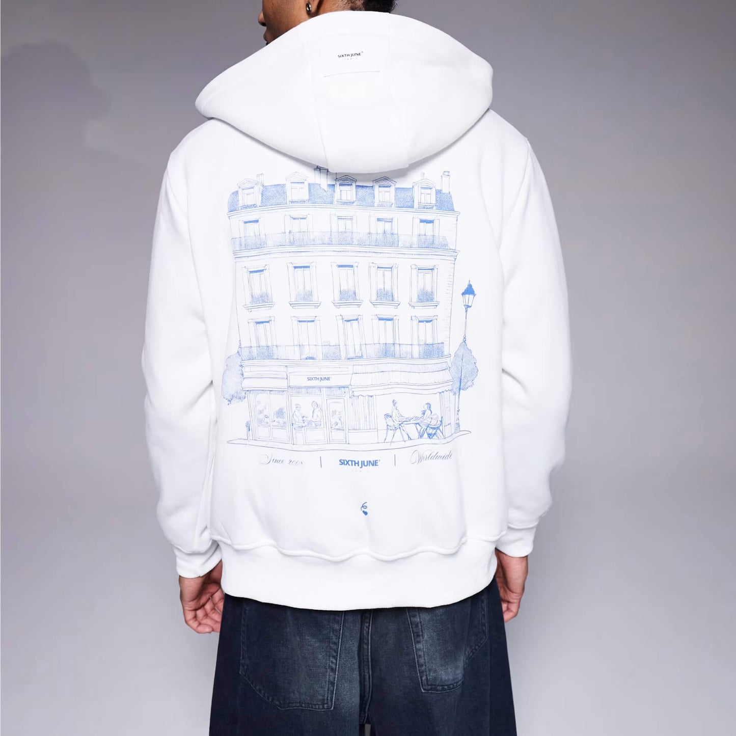 Sixth June Sj Cafe Printed Zipup Hoodie White