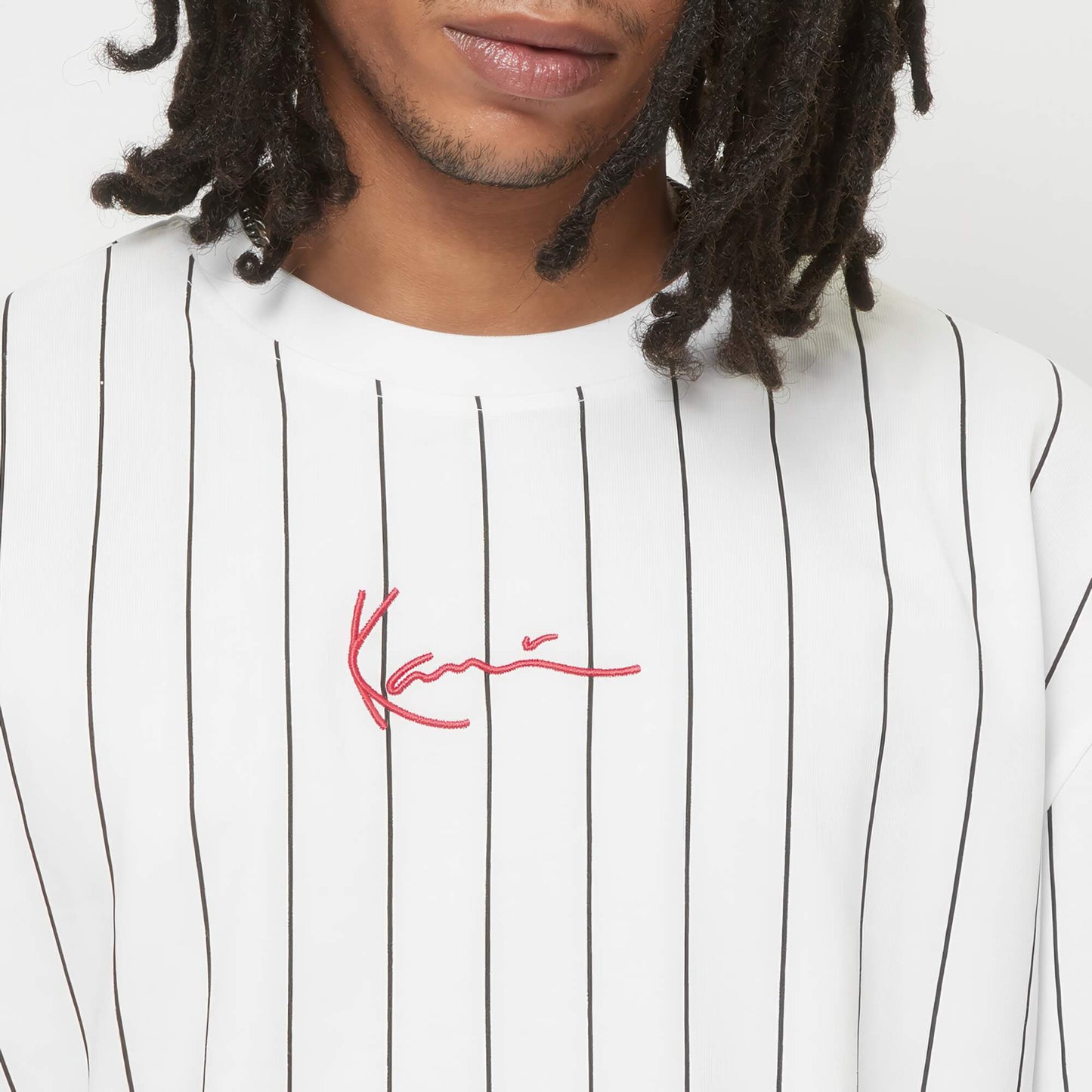 Pánske tričko Karl Kani KK Small Signature Pinstripe Tee biele