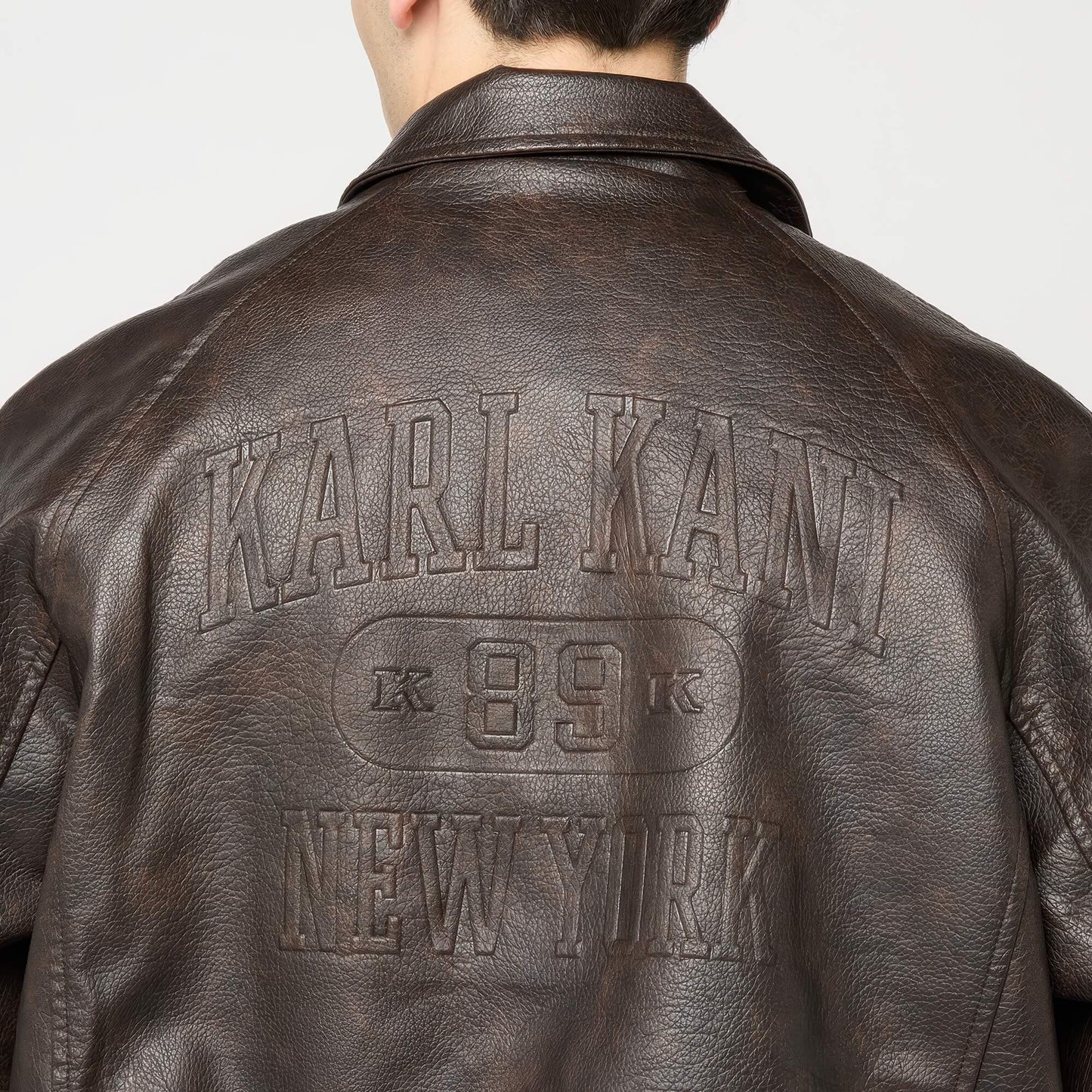 Pánska bomber bunda Karl Kani Signature Pu Leather Bomber Jacket hnedá