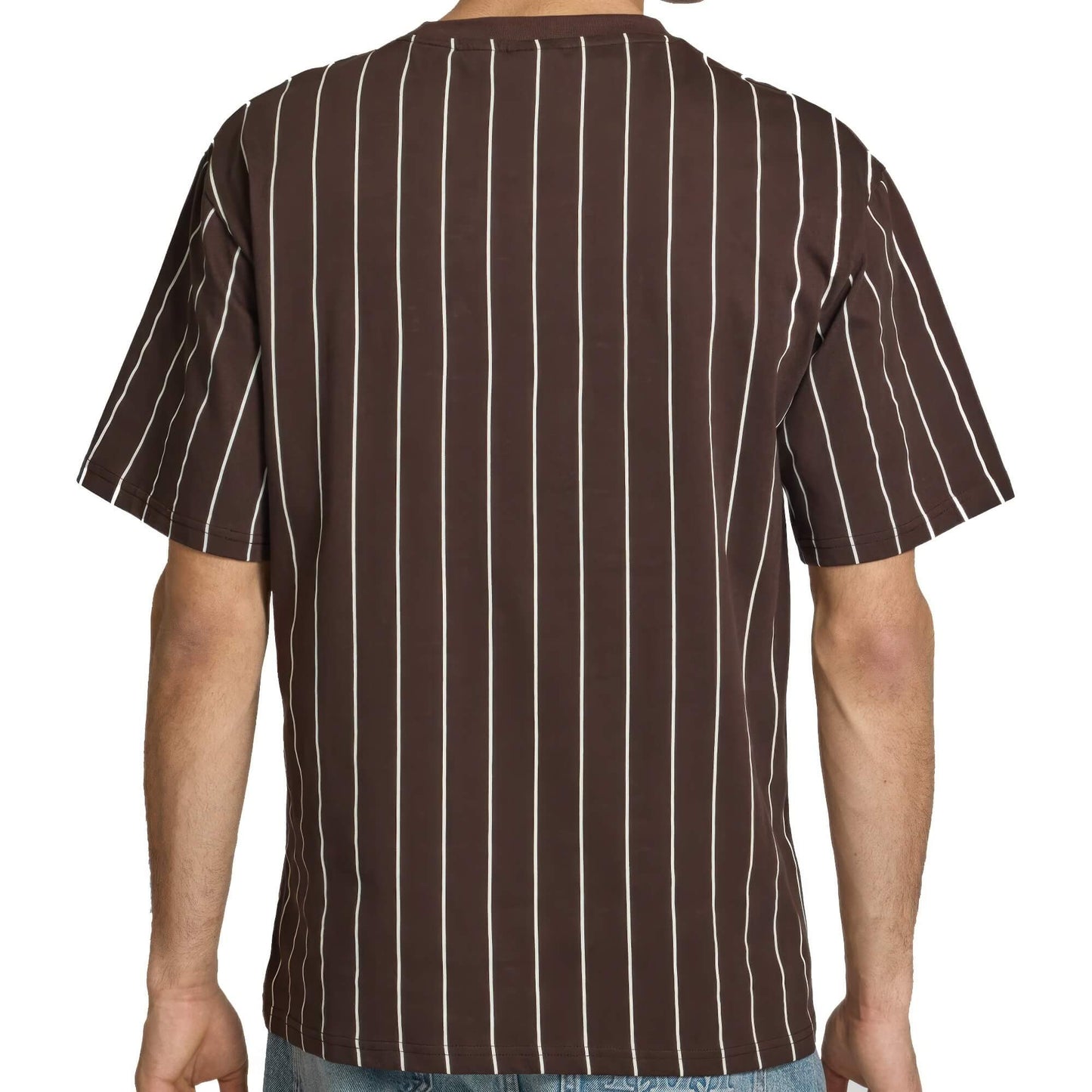 Pánske tričko Karl Kani Small Signature Essential Pinstripe Tee hnedé