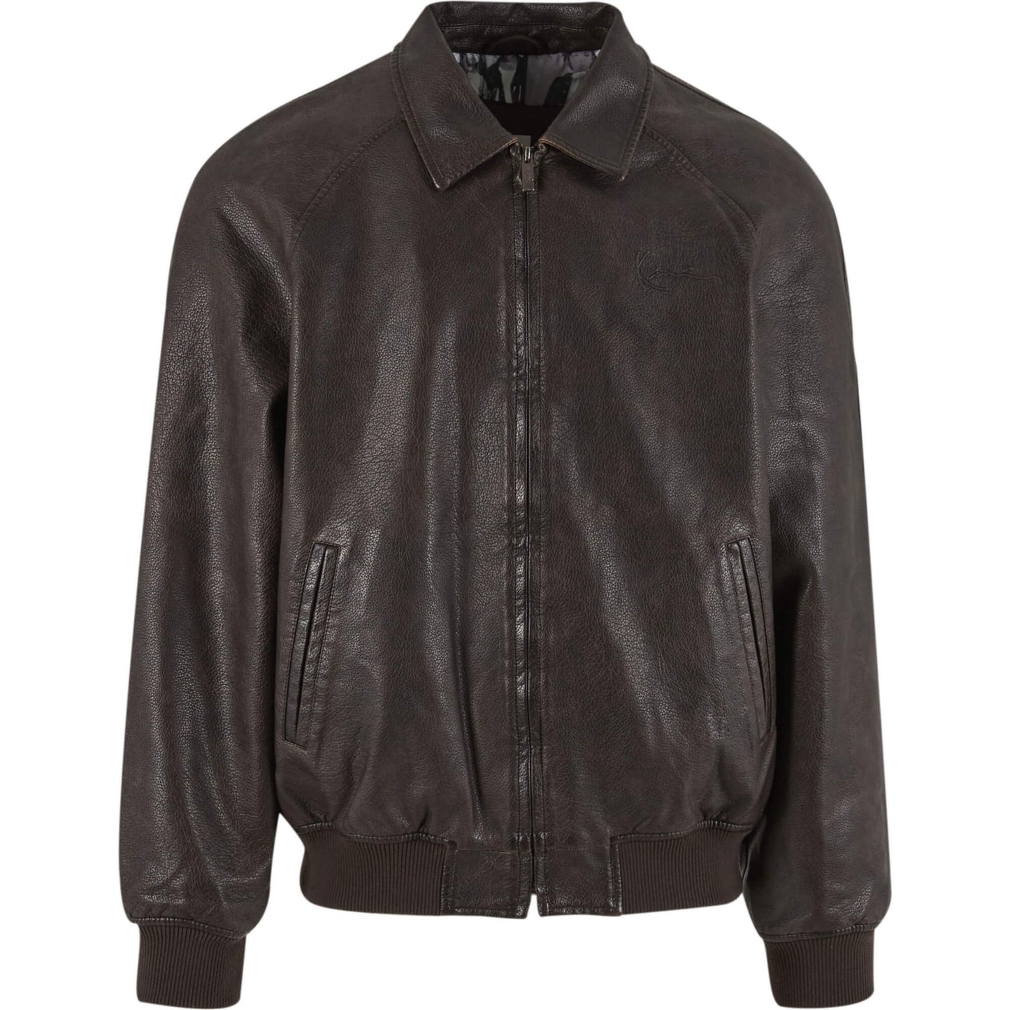 Pánska bomber bunda Karl Kani Signature Pu Leather Bomber Jacket hnedá