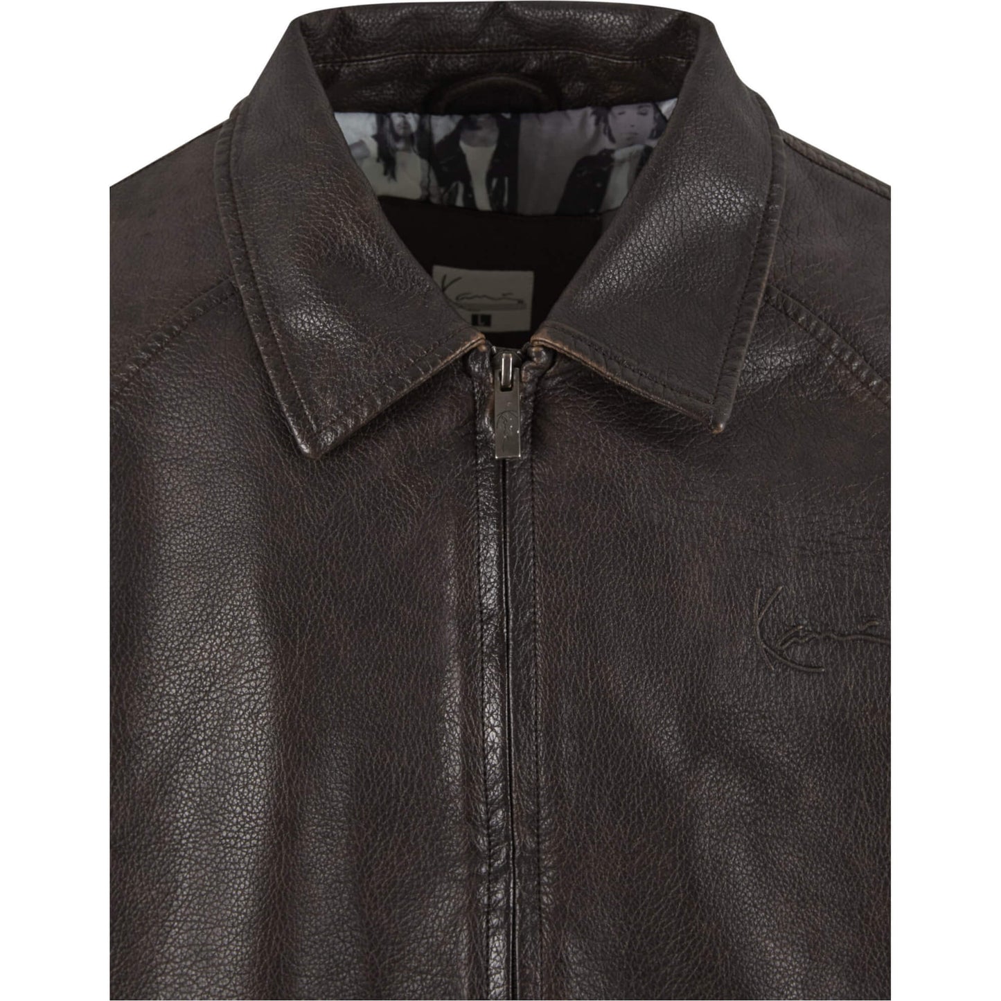 Pánska bomber bunda Karl Kani Signature Pu Leather Bomber Jacket hnedá