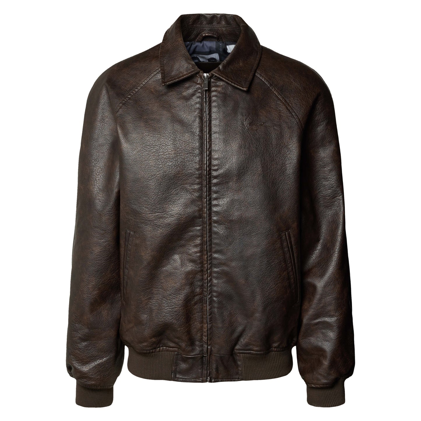 Pánska bomber bunda Karl Kani Signature Pu Leather Bomber Jacket hnedá