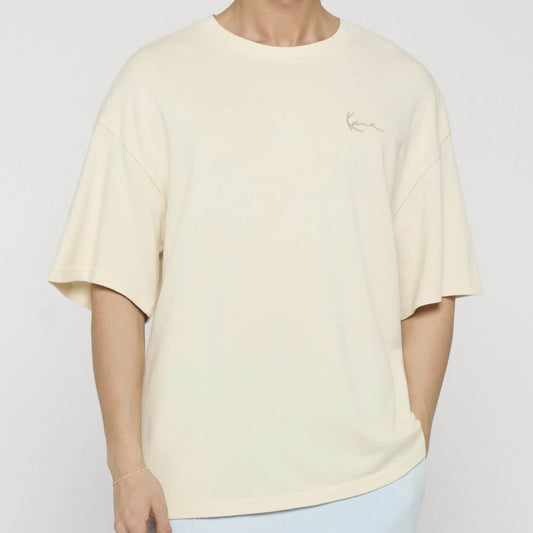 Pánske tričko Karl Kani Signature Washed Oversized T-Shirt krémovo biele