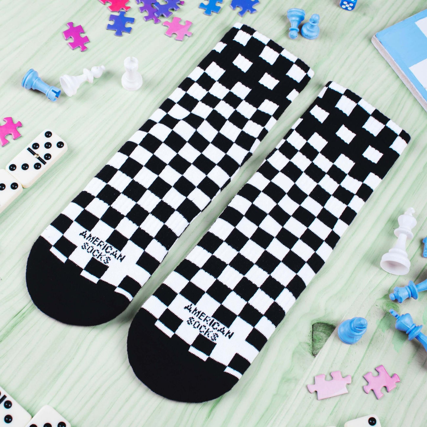 Ponožky American Socks Checkerboard B/W - Ankle High