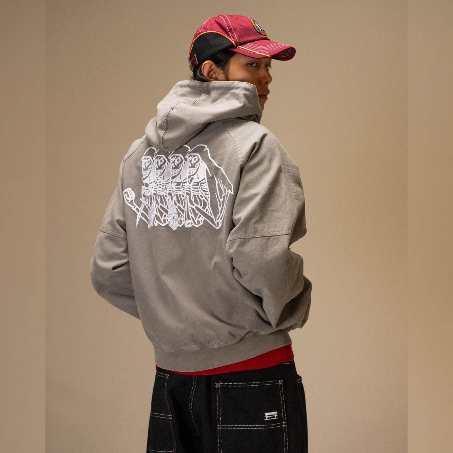 Bunda Jacker Skeleton Canvas Jacket šedá