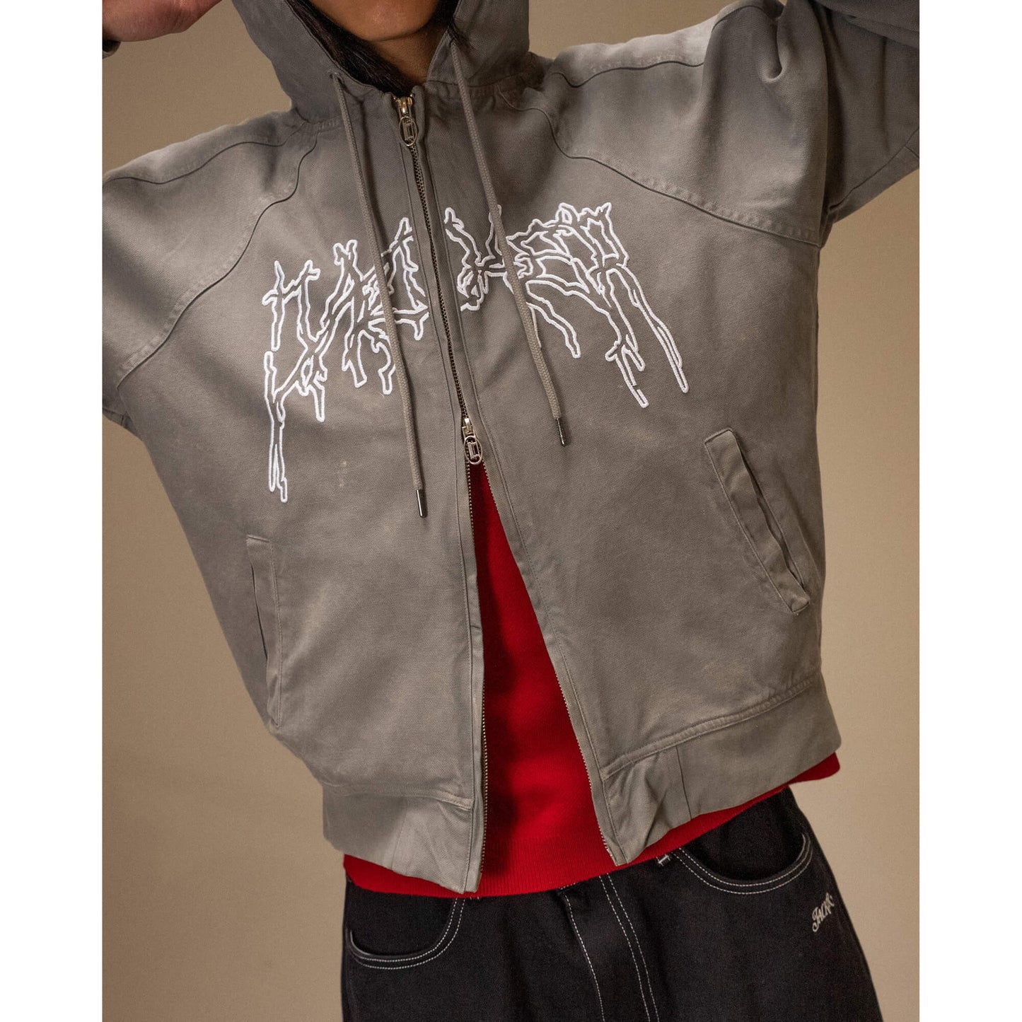Bunda Jacker Skeleton Canvas Jacket šedá