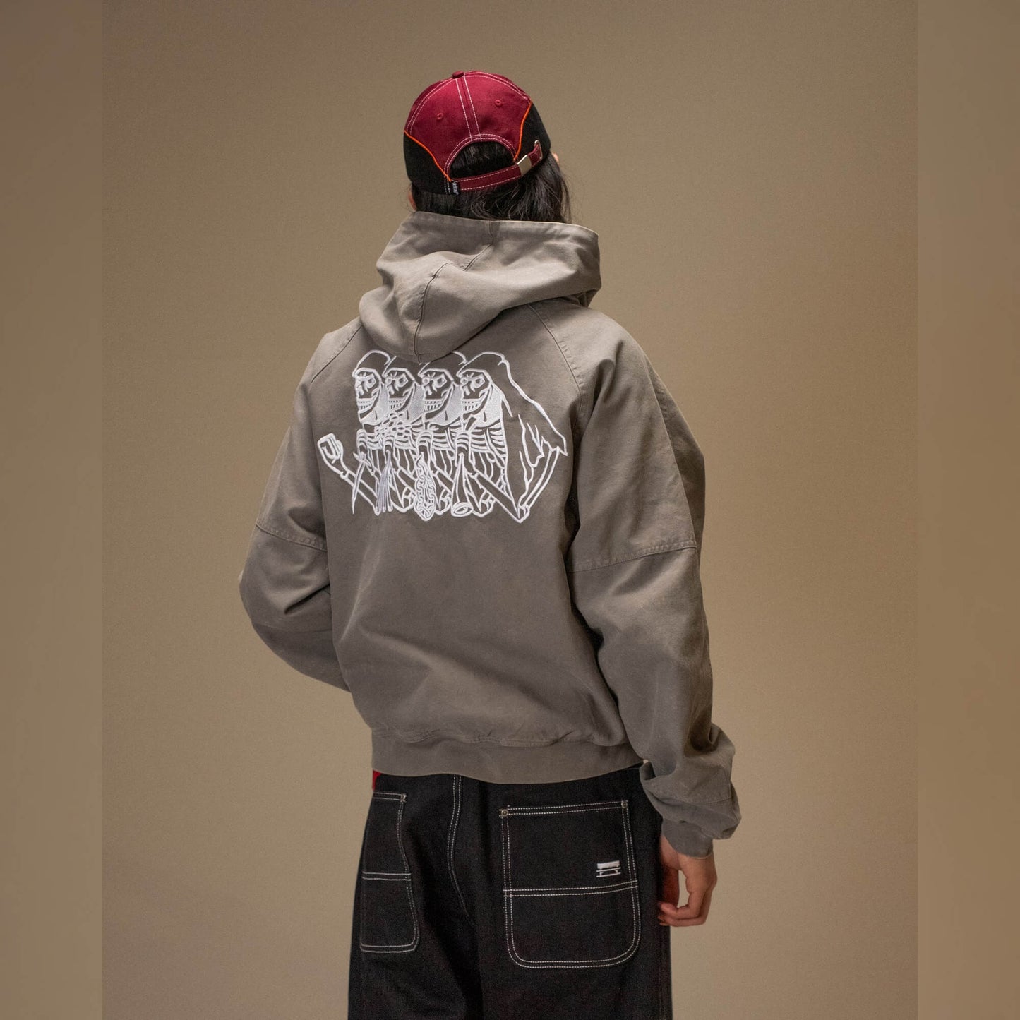 Bunda Jacker Skeleton Canvas Jacket šedá