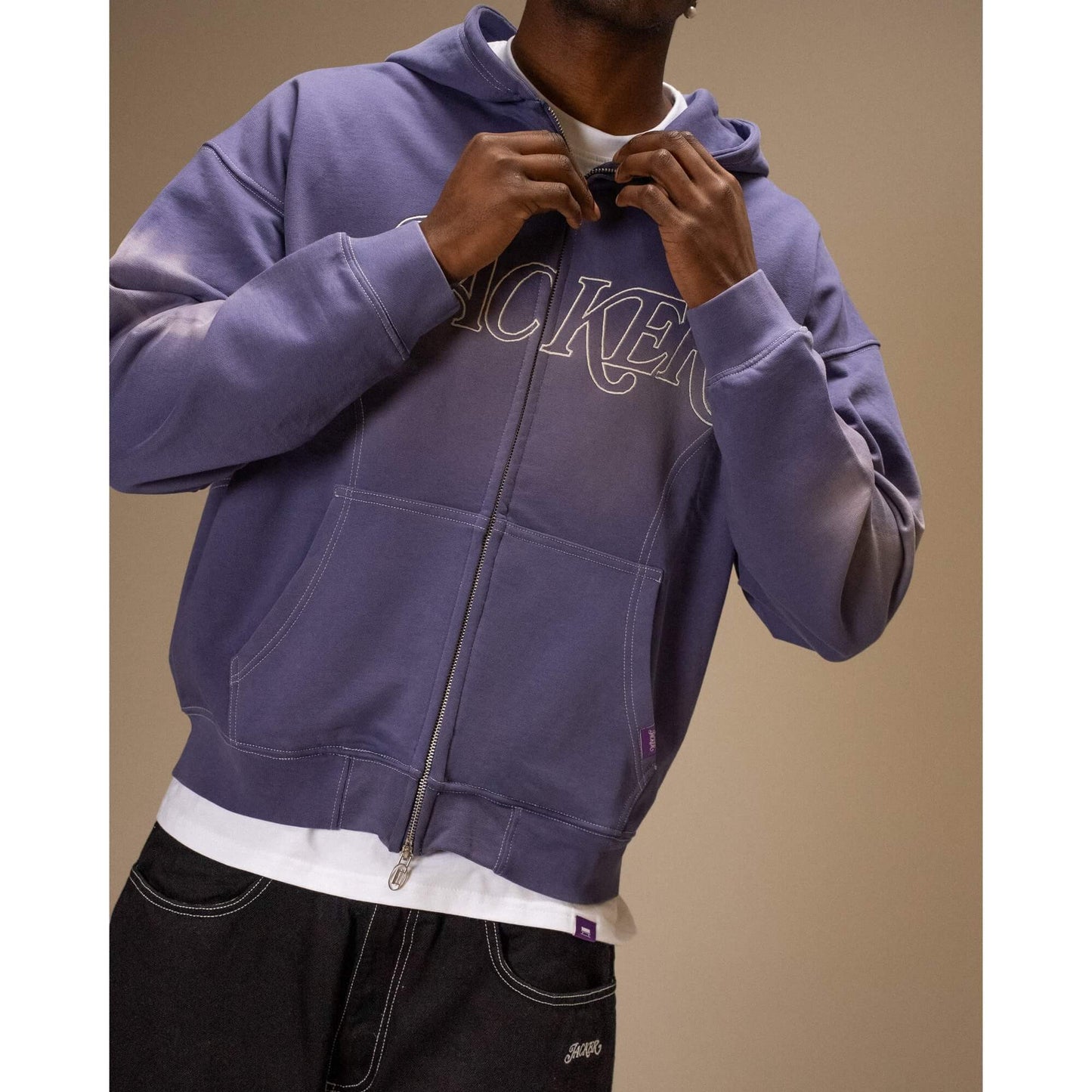 Mikina Jacker Rough Garment Dyed Premium Hoodie Zip modrá