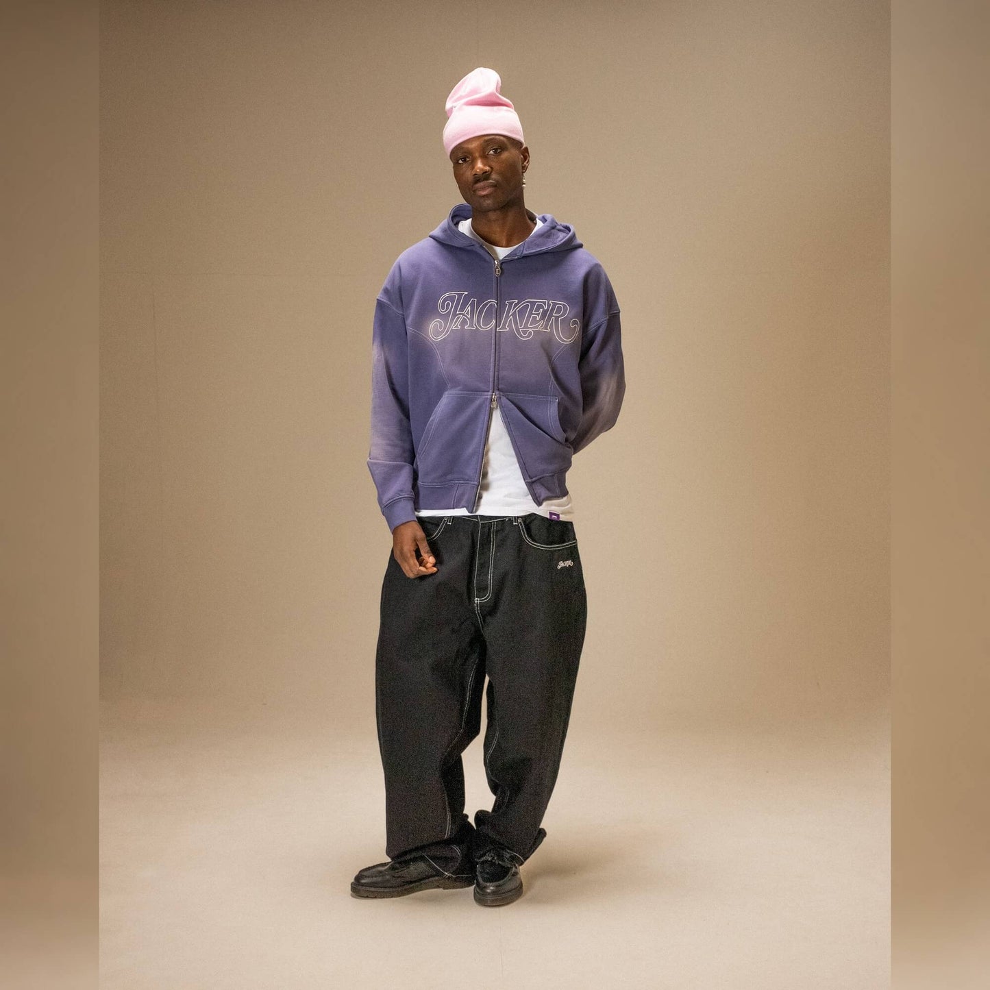 Mikina Jacker Rough Garment Dyed Premium Hoodie Zip modrá