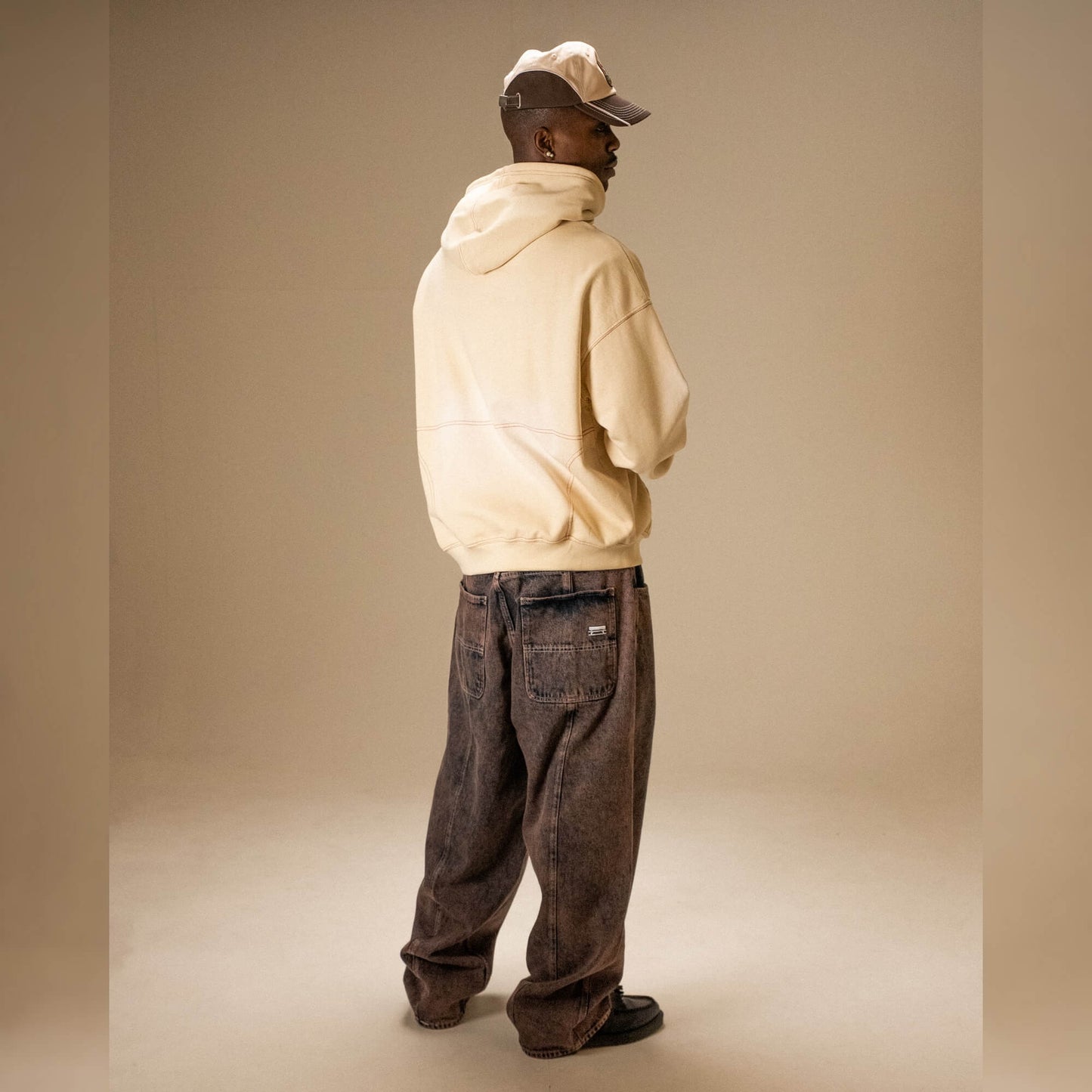 Mikina Jacker Rough Garment Dyed Premium Hoodie Zip béžová