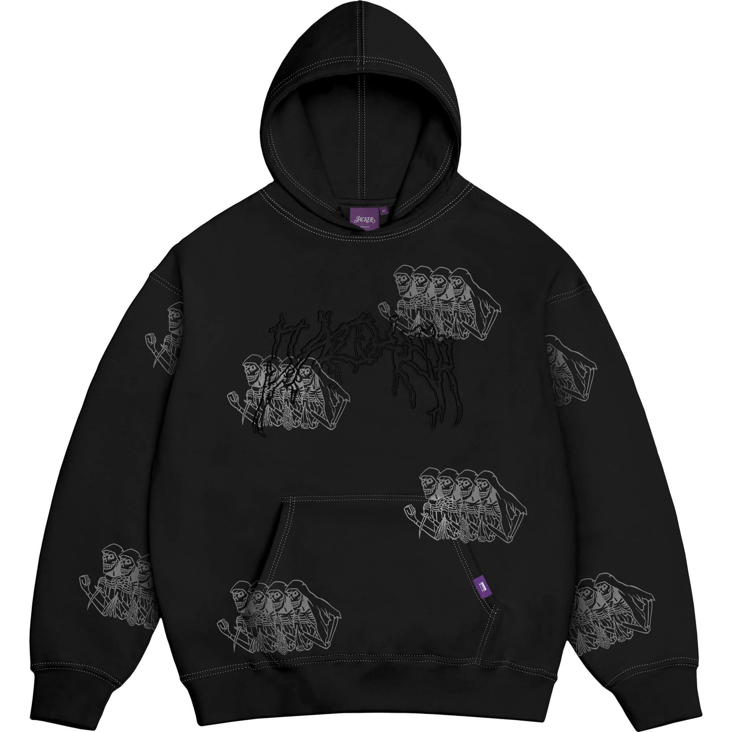 Mikina Jacker Skeleton Hoodie Garment Dyed čierna