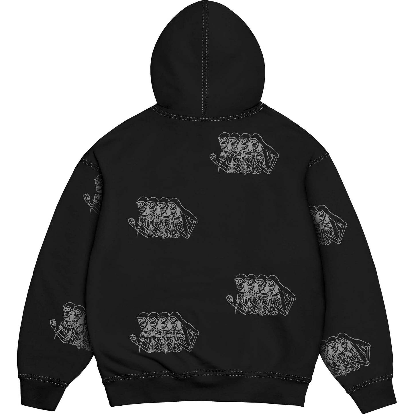Mikina Jacker Skeleton Hoodie Garment Dyed čierna