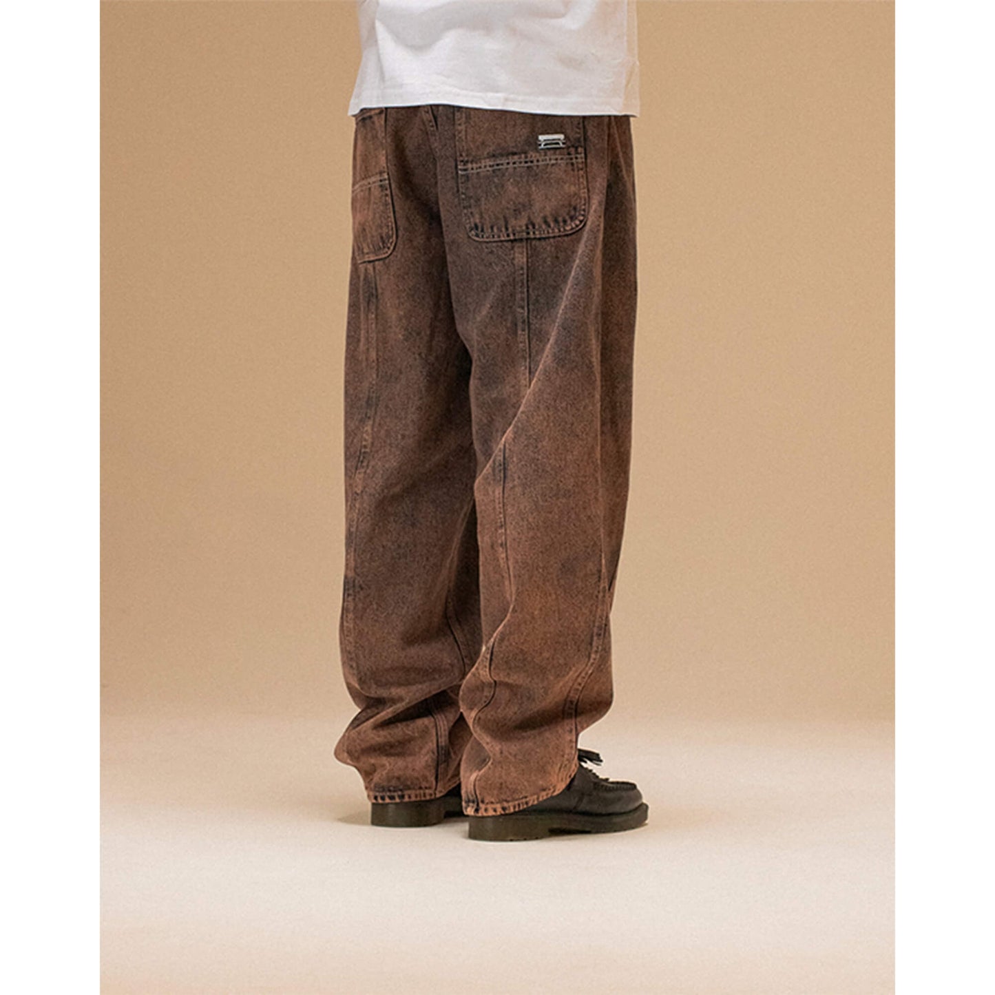 Džínsy Jacker 3 Stripes Dyed Denim Baggy hnedé