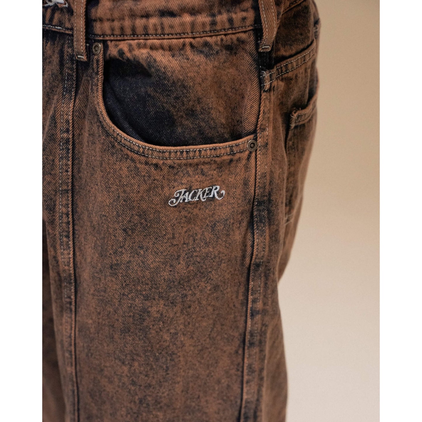 Džínsy Jacker 3 Stripes Dyed Denim Baggy hnedé