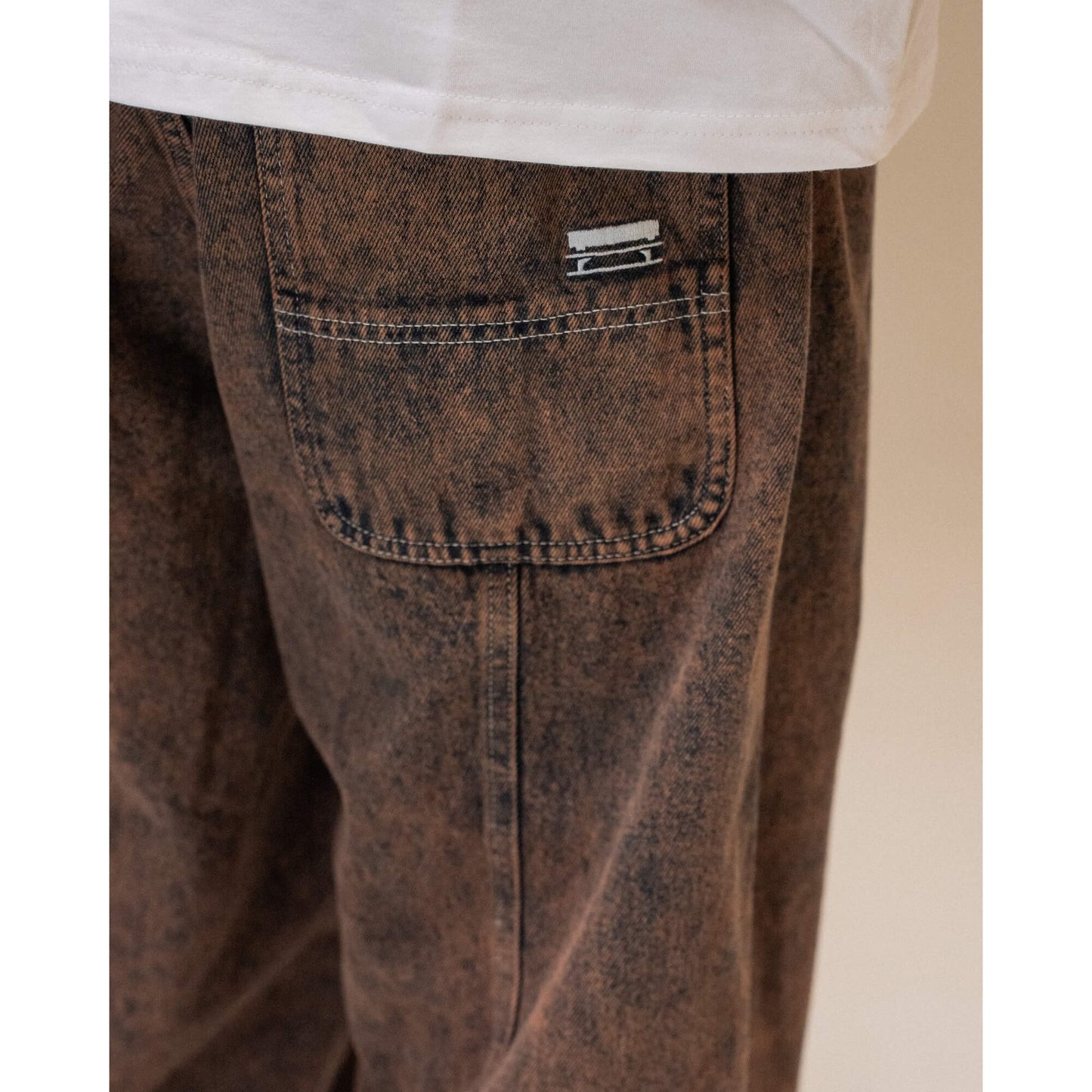 Džínsy Jacker 3 Stripes Dyed Denim Baggy hnedé