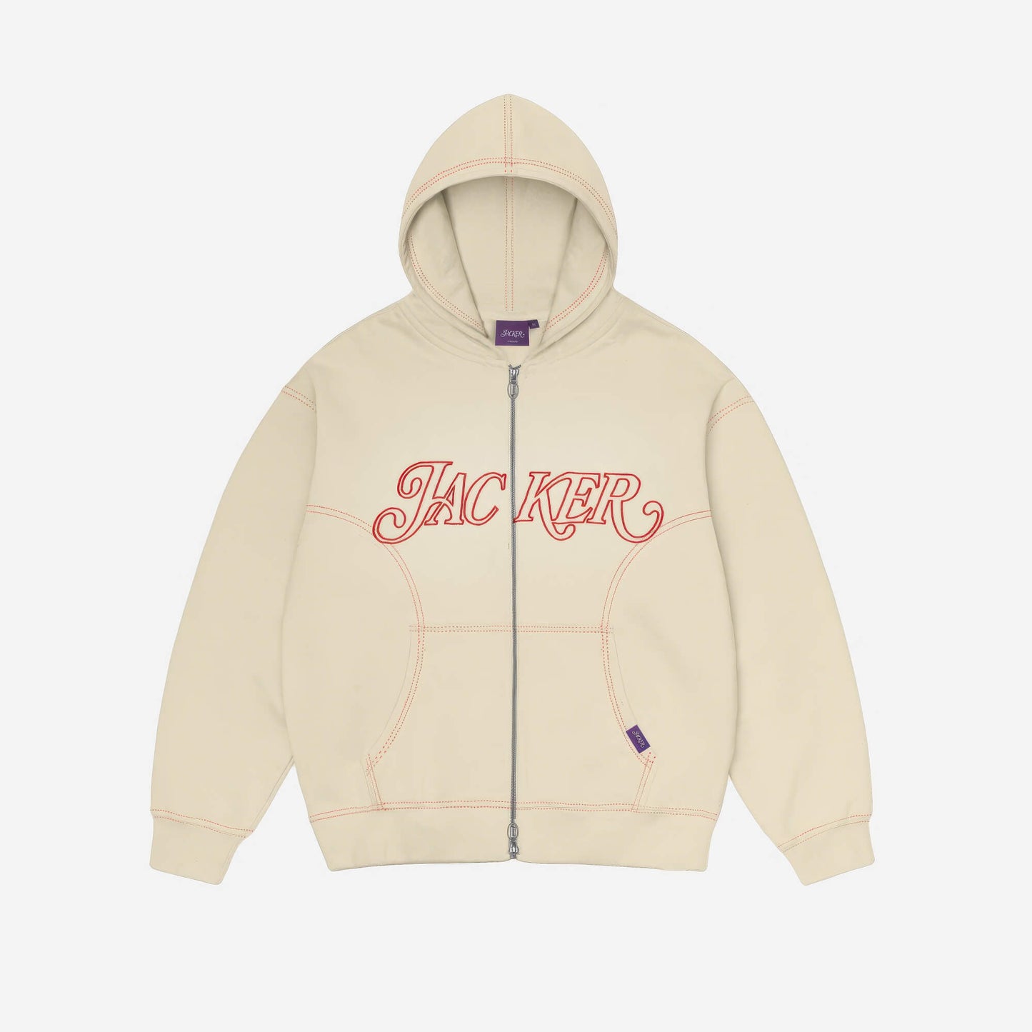 Mikina Jacker Rough Garment Dyed Premium Hoodie Zip béžová