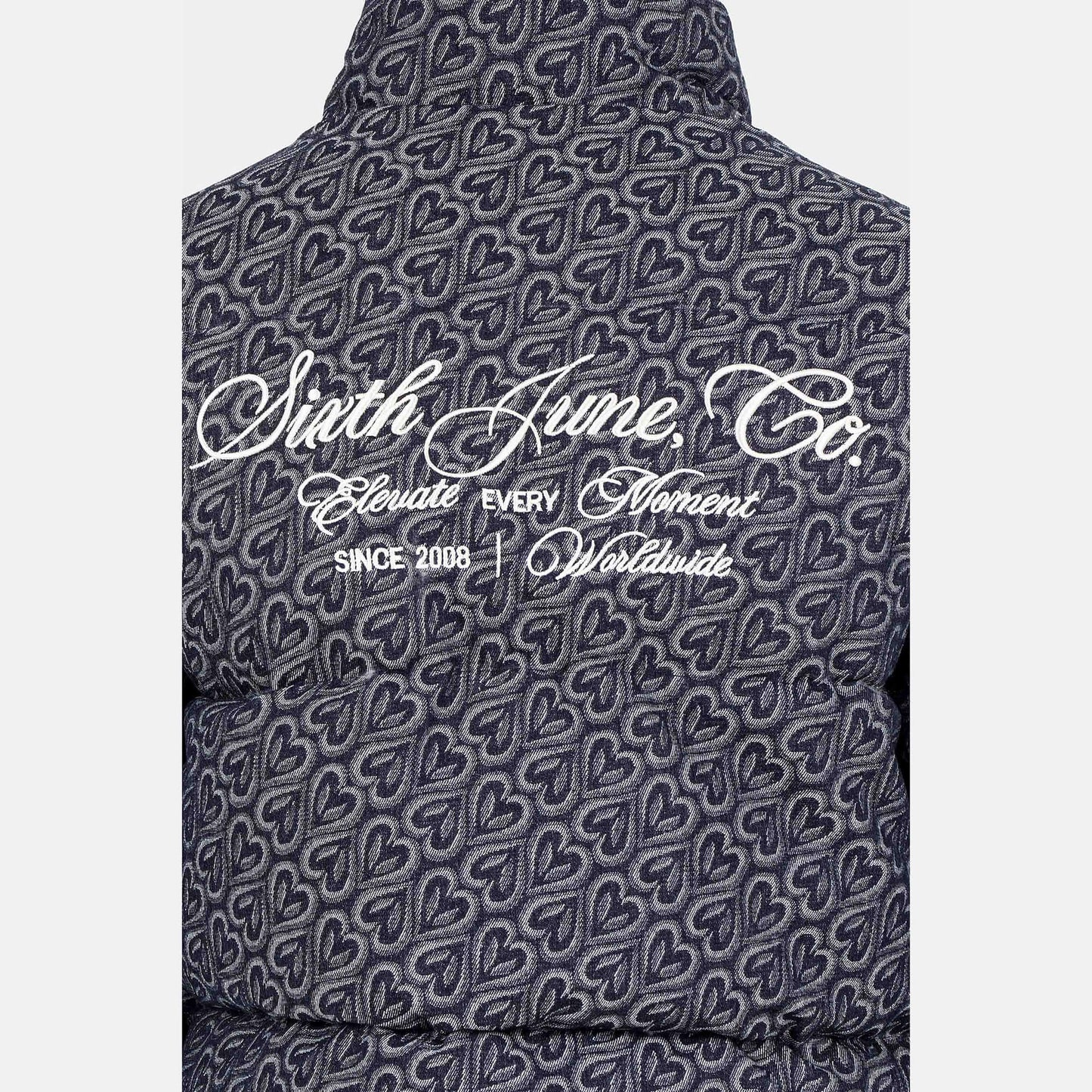 Zimná prešívaná bunda Sixth June HEART All Over Denim Puffer tmavomodrá