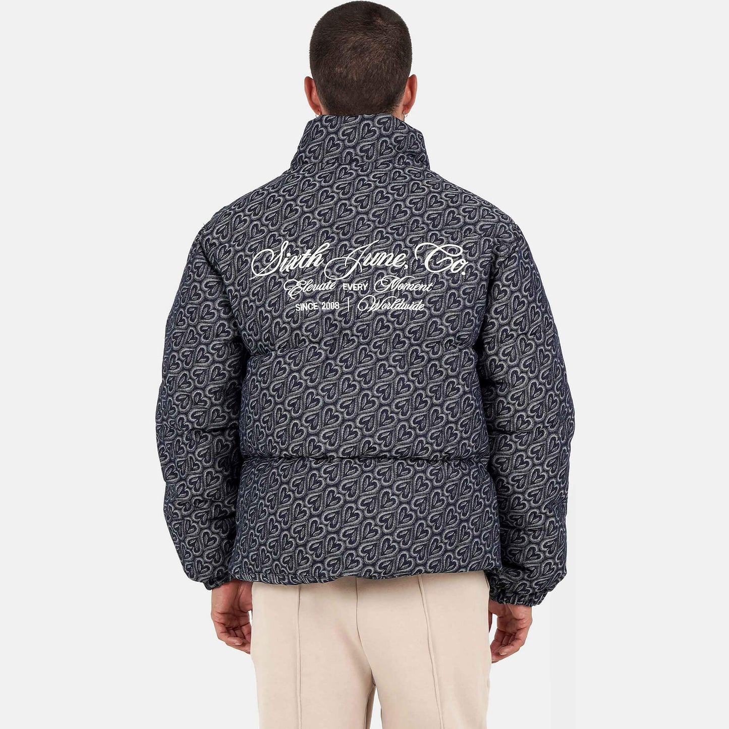 Zimná prešívaná bunda Sixth June HEART All Over Denim Puffer tmavomodrá