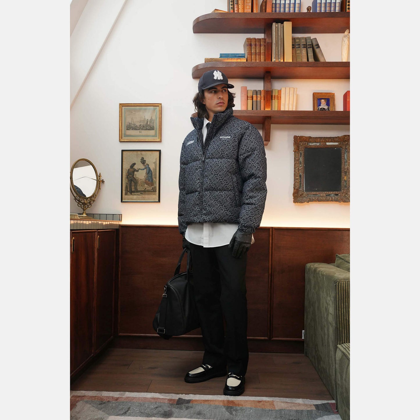 Zimná prešívaná bunda Sixth June HEART All Over Denim Puffer tmavomodrá