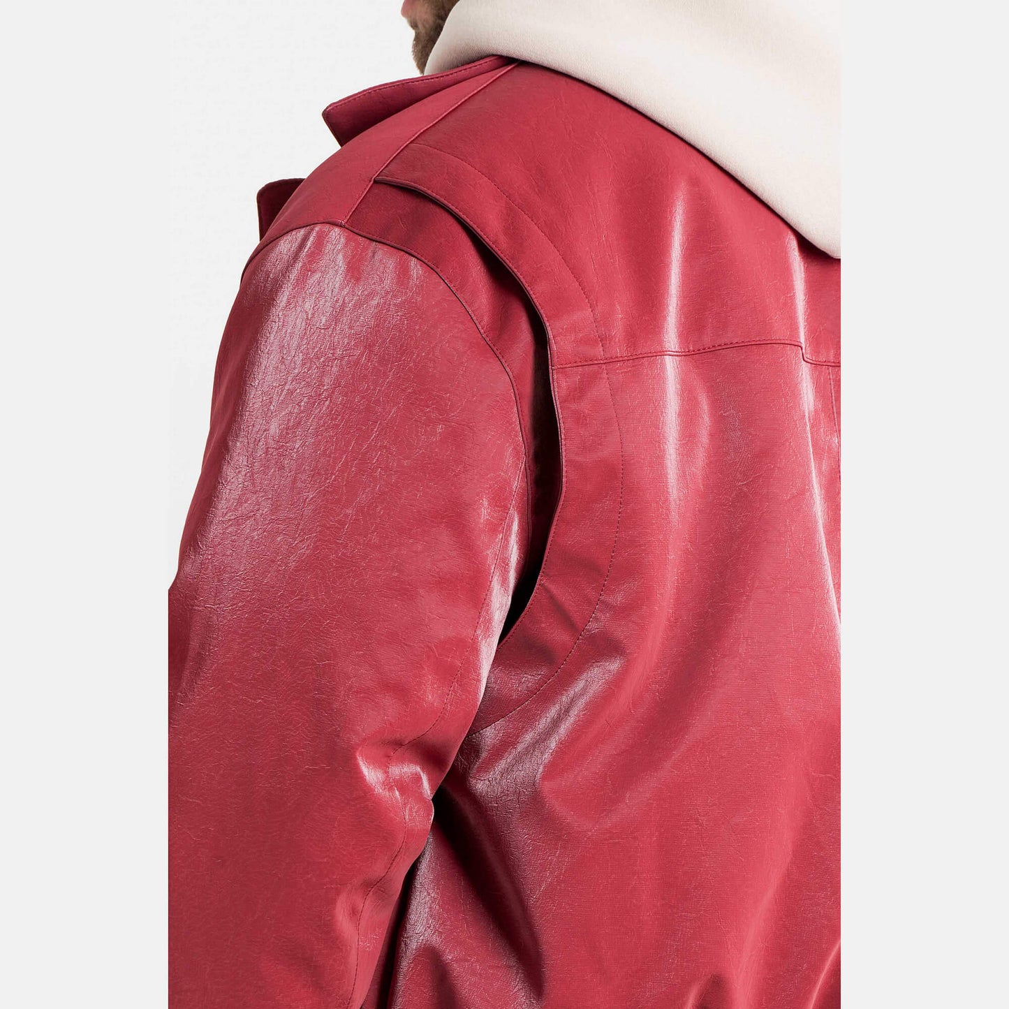 Boxy bunda z vegánskej kože Sixth June Faux Leather Panelled bordová