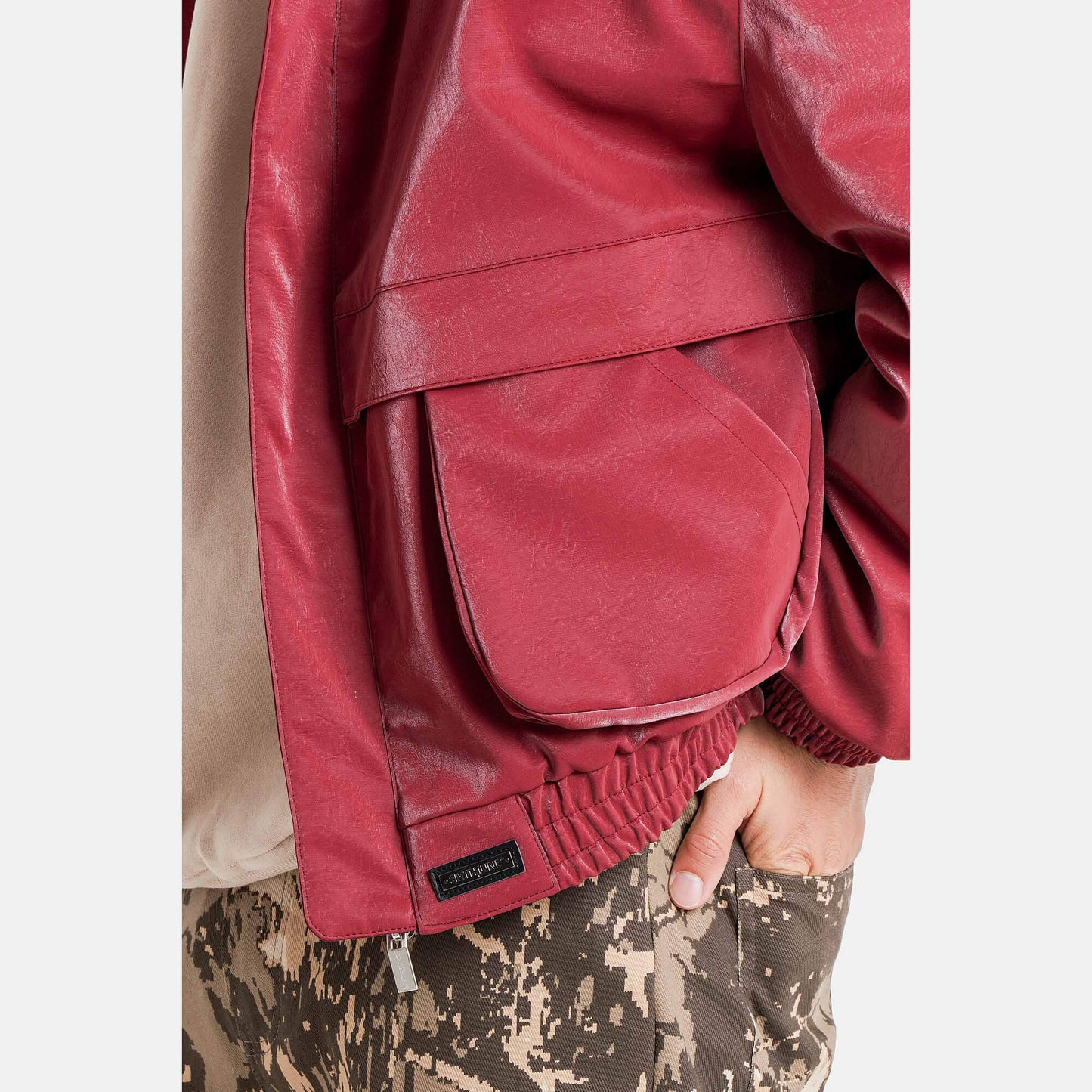 Boxy bunda z vegánskej kože Sixth June Faux Leather Panelled bordová