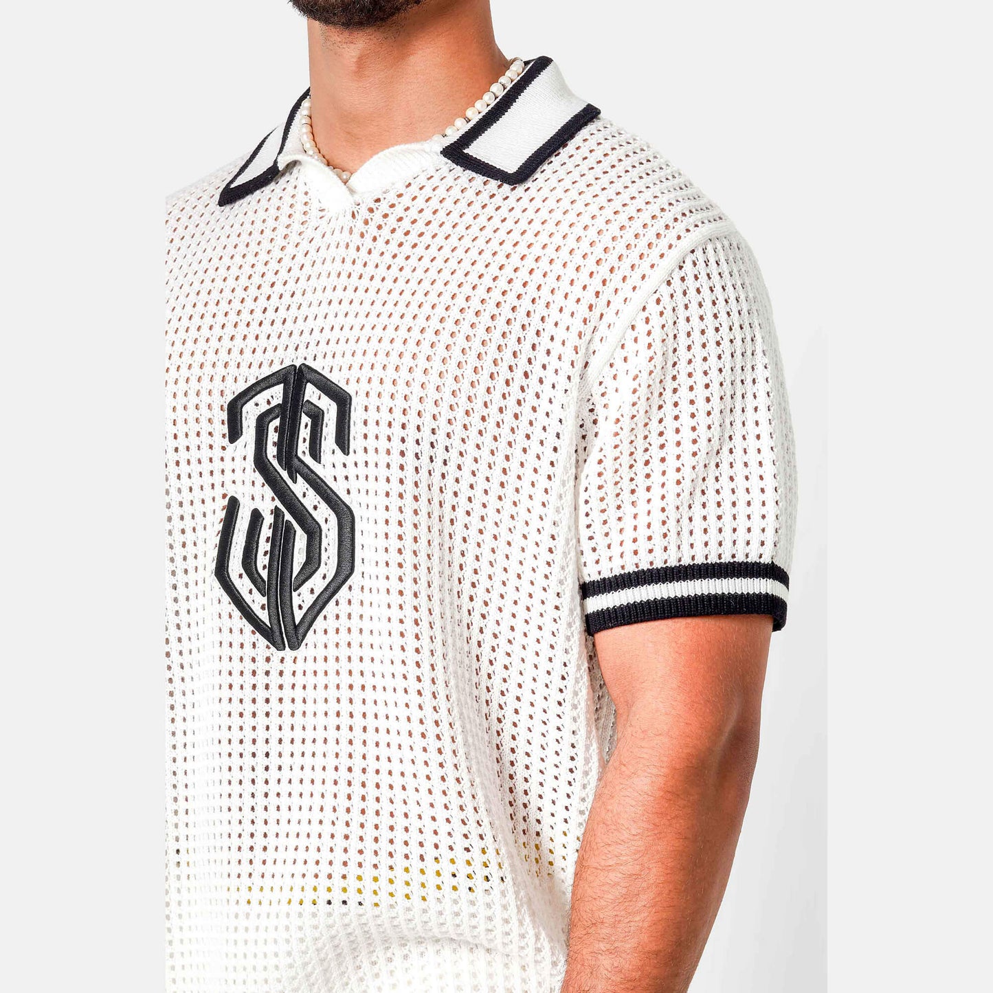 Pletená polokošeľa Sixth June KNITTED Embroidery Polo Shirt biela