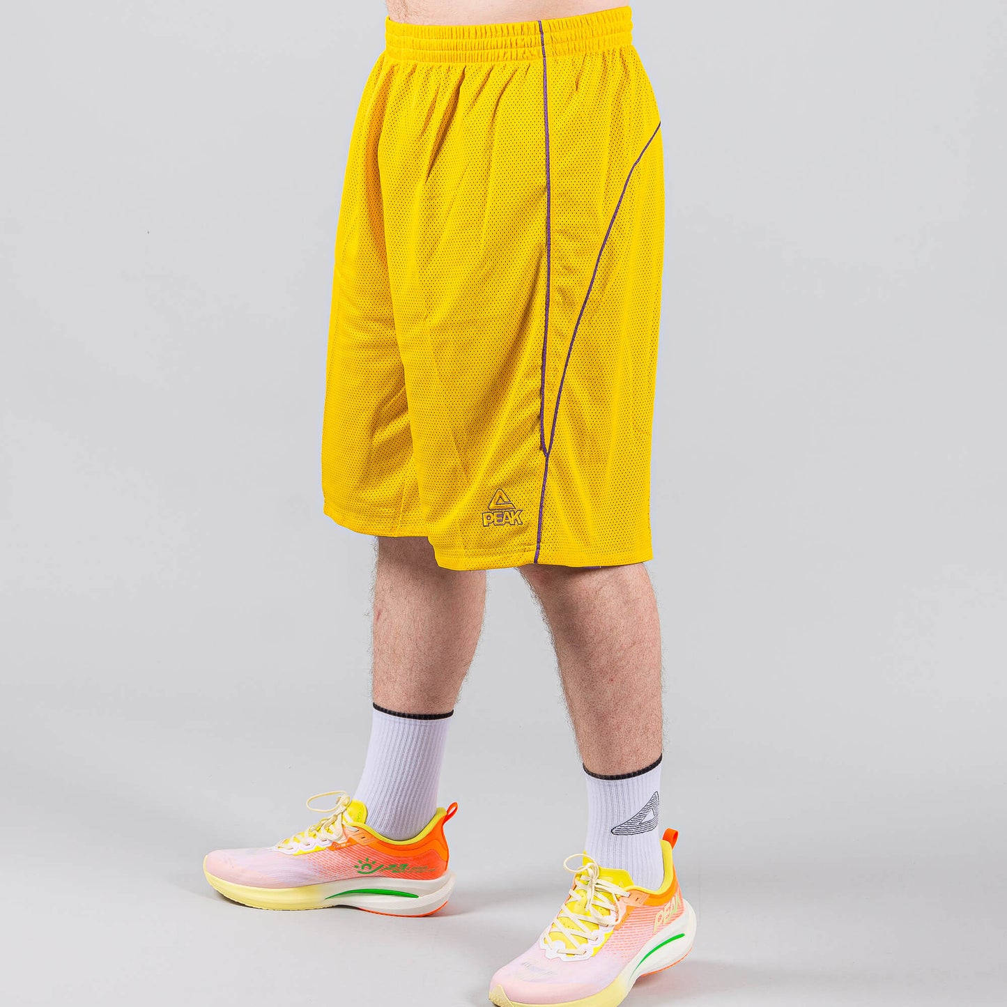 Obojstranná basketbalová súprava (dres + trenírky) PEAK Basketball MATCH REVERSIBLE SET Žlto-fialová