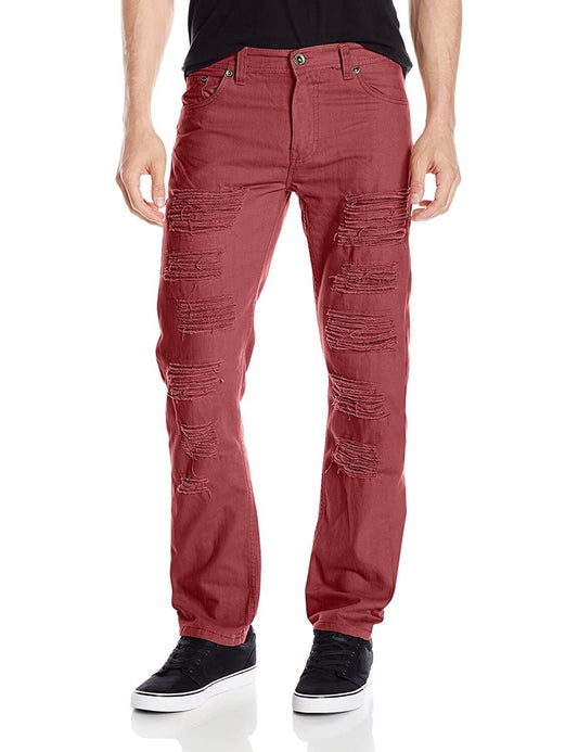 SOUTH POLE RIPPED NON DENIM PANT BURGUNDY
