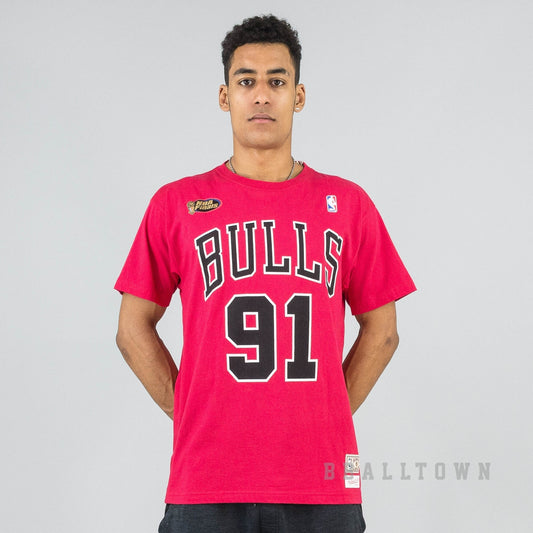 MITCHELL & NESS NBA TRADITIONAL TEE CHICAGO BULLS / DENNIS RODMAN No. 91 RED