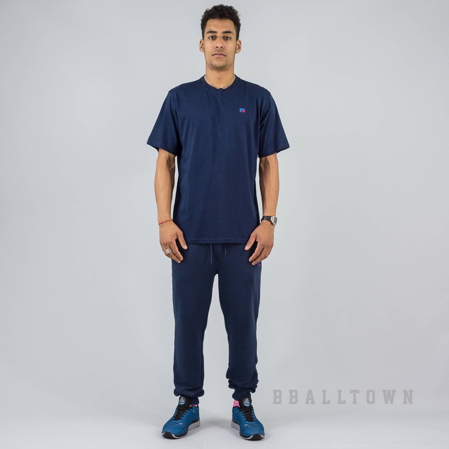 Russell Athletics Heritage Baseliners Tee Shirt Navy