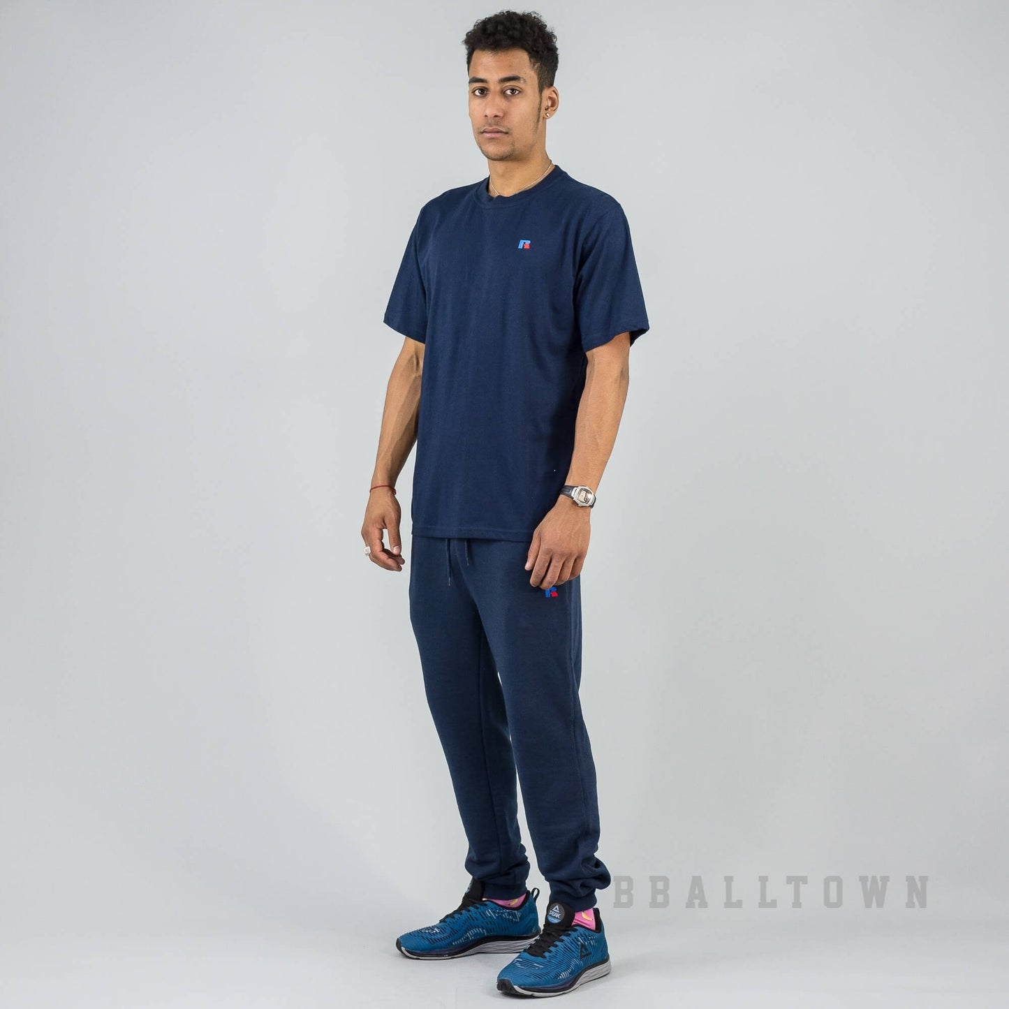 Russell Athletics Heritage Baseliners Tee Shirt Navy