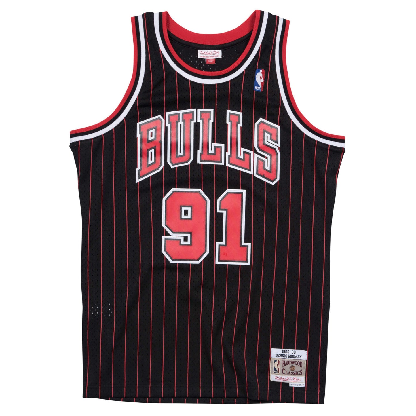 MITCHELL & NESS SWINGMAN JERSEY CHICAGO BULLS - 1995-96 DENNIS RODMAN Nr. 91 BLACK/RED