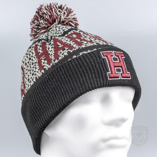 Zimná čiapka s brmbolcom 47 Brand NCAA Harvard Crimson šedá/bordová/čierna