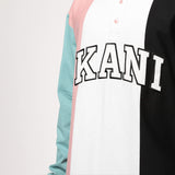 Karl Kani College Block Rugby Shirt White/Turquoise/Pink/Black