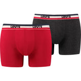 Levis Men Sprtswr Logo Boxer Brief 2P Red / Black
