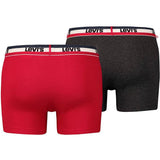 Levis Men Sprtswr Logo Boxer Brief 2P Red / Black