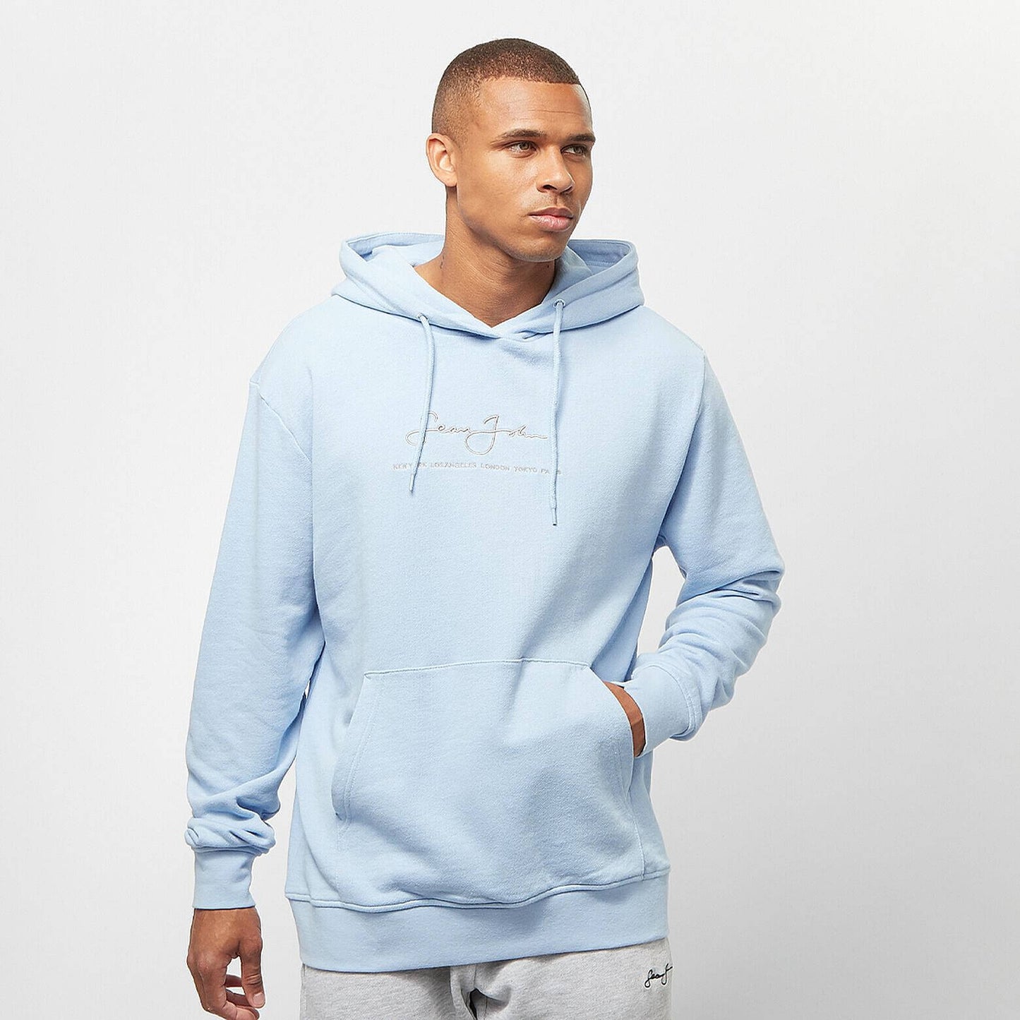Mikina s kapucňou Sean John Classic Metall Logo Hoodie bledomodrá