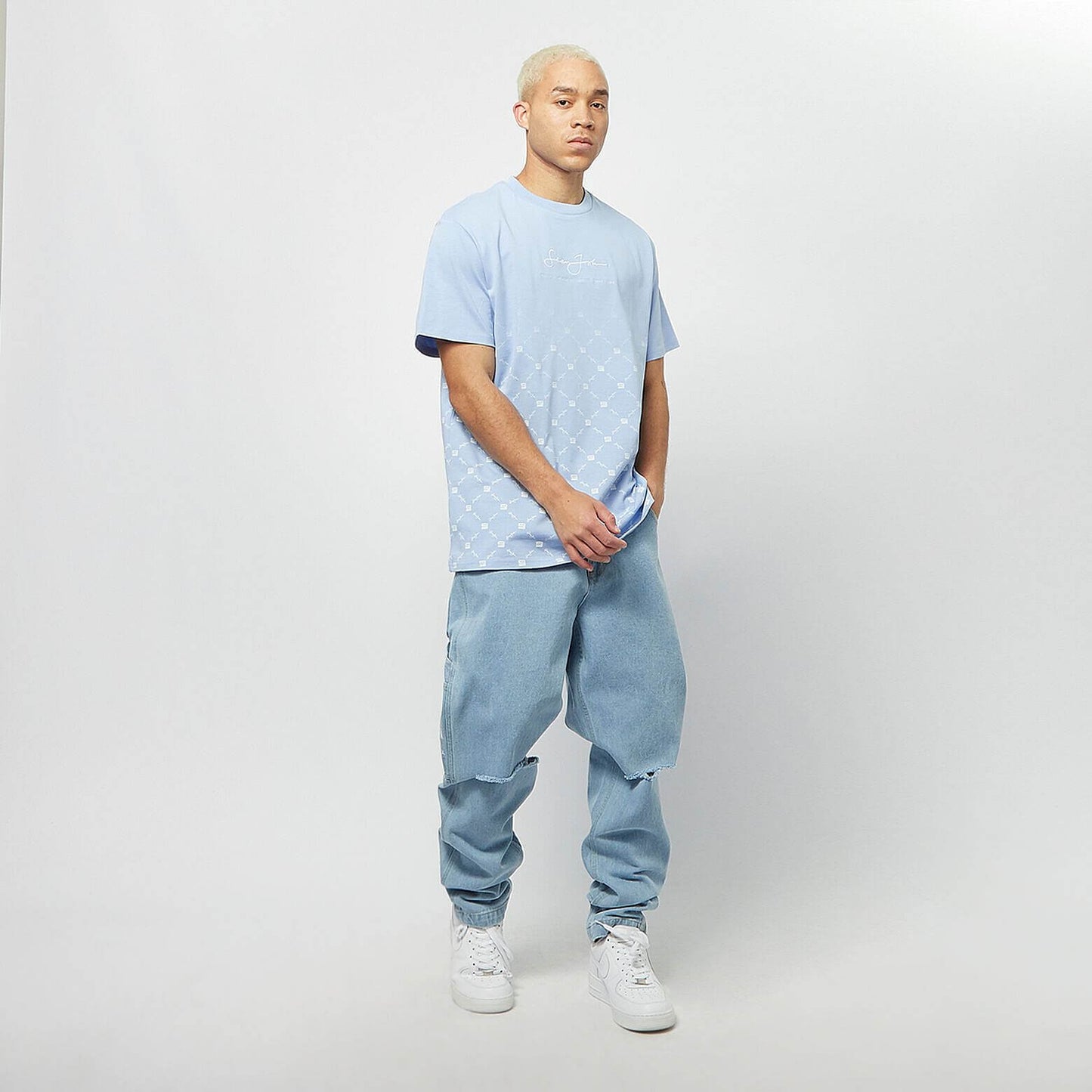 Sean John Classic Logo AOP Gradient Tee light blue/ white light blue