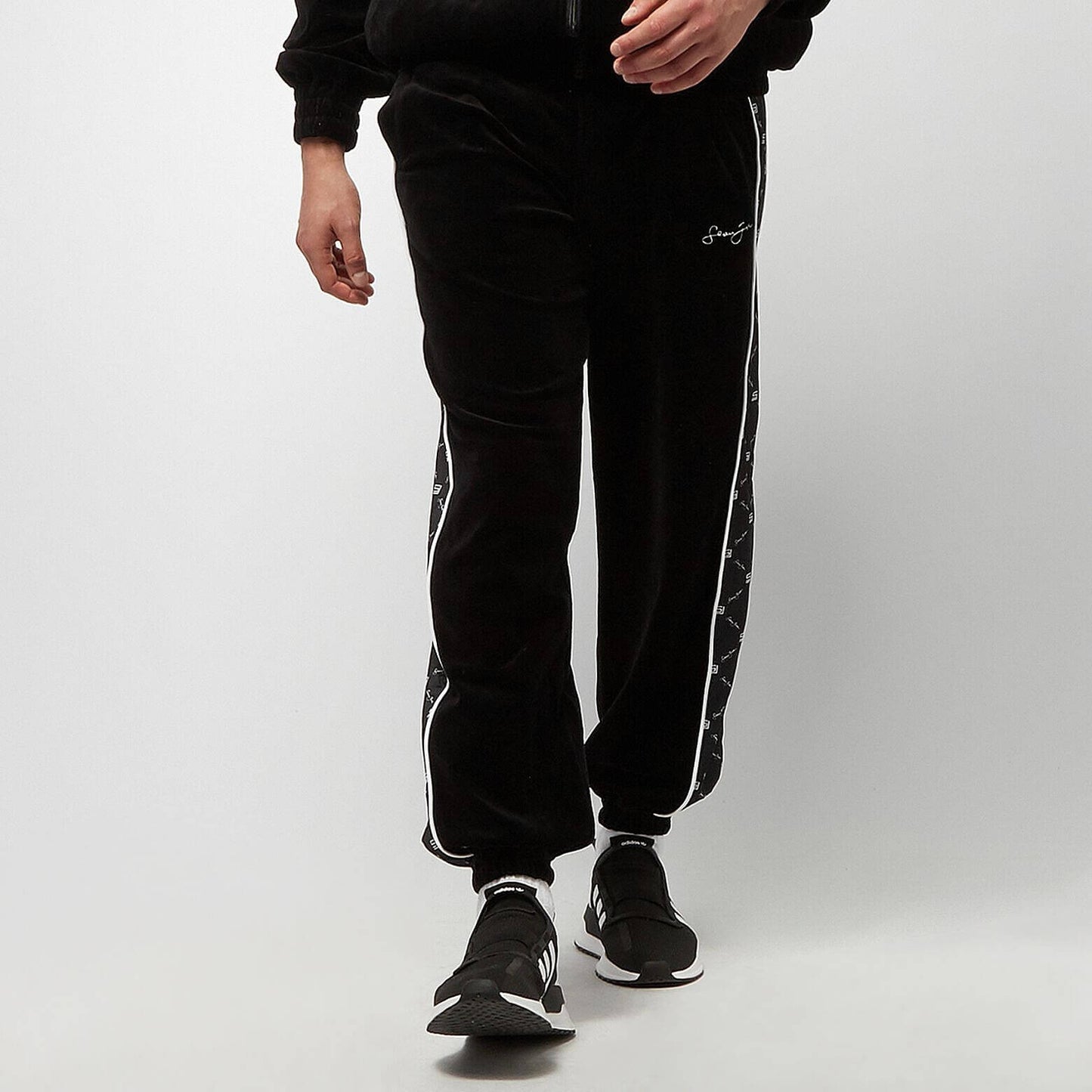 Sean John Icon AOP Velours Track Pants black/ white black