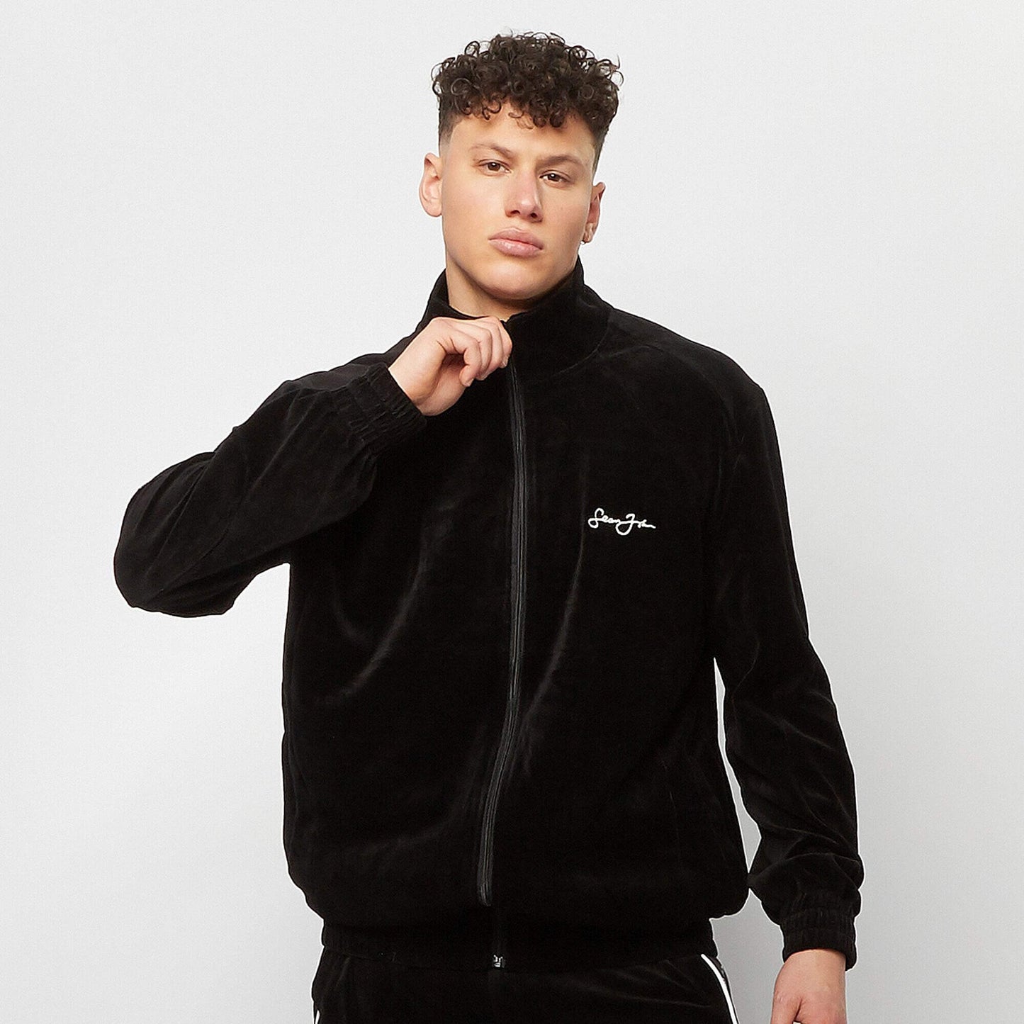 Sean John Classic Logo Essential Velours Trackjacket black black