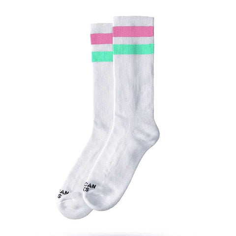American Socks Vice City - Mid High White/Pink/Green