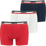 Levis Men Sprtswr Logo Boxer Brief (3-Pack) White / Blue / Red