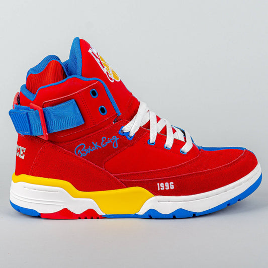 EWING 33 HI x GHOSTFACE KILLAH / IRONMAN 25th ANNIVERSARY - CHINESE RED/DEEP ULTRAMARINE/SAFETY YELLOW