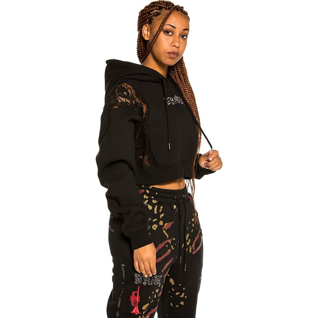 Grimey Jazz Thing Lace Girl Hoodie Black