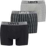 Levis Men Giftbox Stripes Logo Boxer Brief 3P Black / Grey