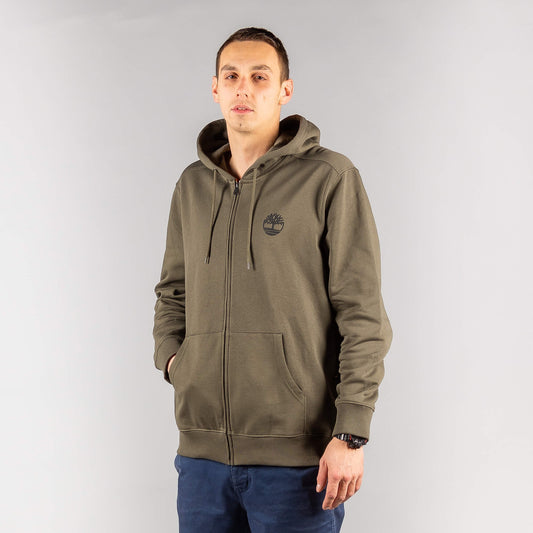 Mikina na zips s kapucňou Timberland Core Logo FZ Hoodie BB tmavozelená