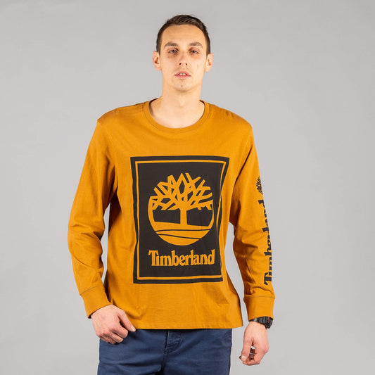 Timberland Ls Stack Logo Tee Wheat